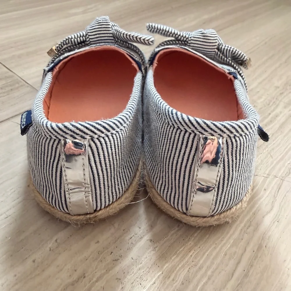 Nautica Ancora Espadrille Flats Striped Bow Slip On Summer Navy White 10 Toddler